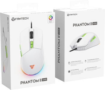 ماوس جيمنج PHANTOM II VX6 سلكي بإضاءة أر جي بي من فانتيك - أبيض  للبيع في مصر من خلال Games2Egypt