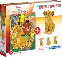 Clementoni The Lion King Puzzle (104pc) + 3D Simba Model  (90317)