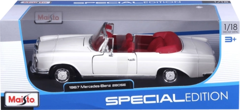 Maisto 1966 Mercedes Benz 280SE Cabrio (1:18) - Diecast Special Edition - White