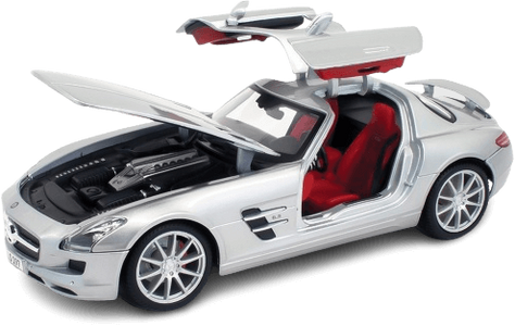 مجسم سيارة مرسيدس بنز SLS AMG ديكاست (1:18) من مايستو (نسخة سبيشال) - فضي  للبيع في مصر من خلال Games2Egypt