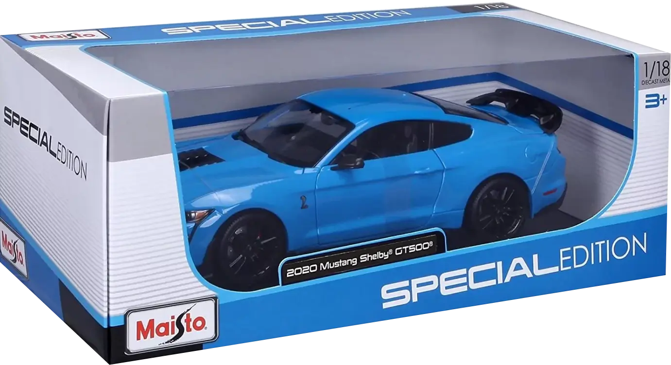 مجسم سيارة 2020 موستانج شيلبي GT500 ديكاست (1:18) من مايستو (نسخة سبيشال) - أزرق – صورة 4