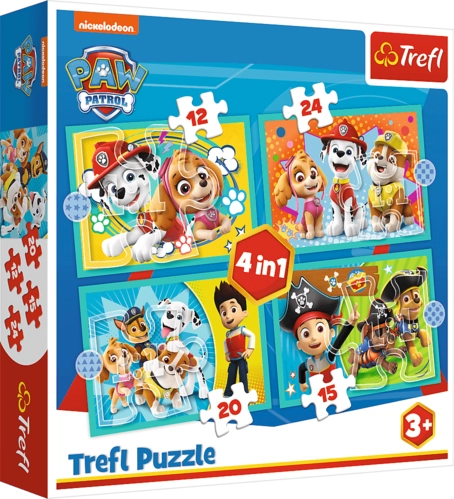 Trefl 4 in 1 Happy Paw Patrol Puzzle - 24 + 20 + 15 +12