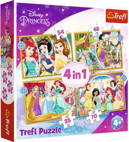 Trefl 4 in 1 Disney Princess Puzzle - 70 + 54 + 48 + 35