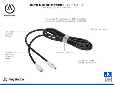 كابل HDMI للبلايستيشن 5 من باور ايه - 3 متر  للبيع في مصر من خلال Games2Egypt