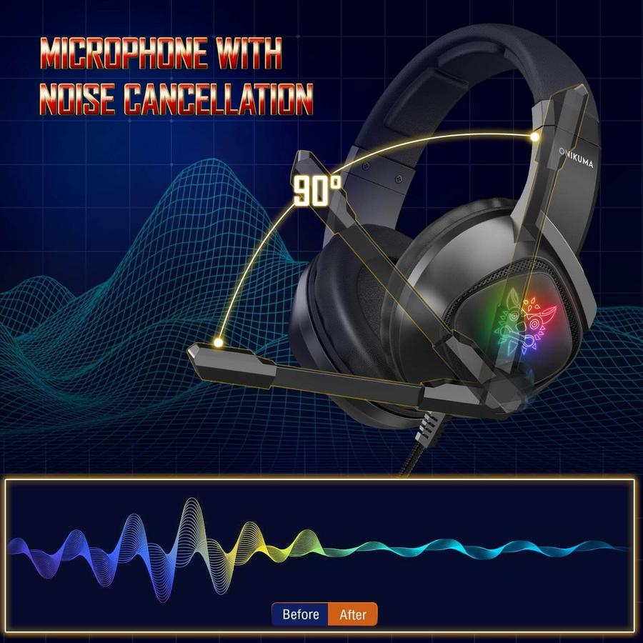 Onikuma K19 RGB Wired Gaming Headset - Black – image 7