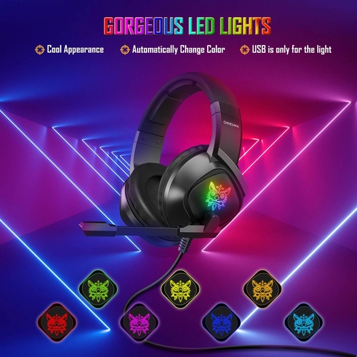 Onikuma K19 RGB Wired Gaming Headset - Black