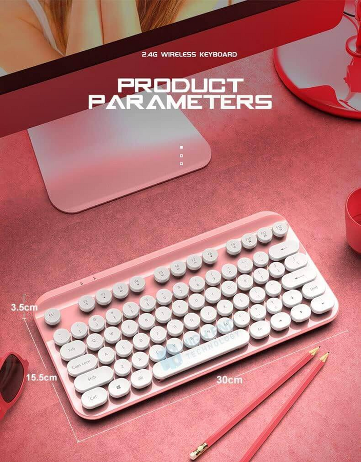 Forev FV-WI8 Mini HighEnd Wireless Gaming Keyboard - Pink – image 2