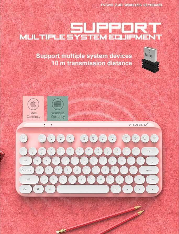 Forev FV-WI8 Mini HighEnd Wireless Gaming Keyboard - Pink – image 4