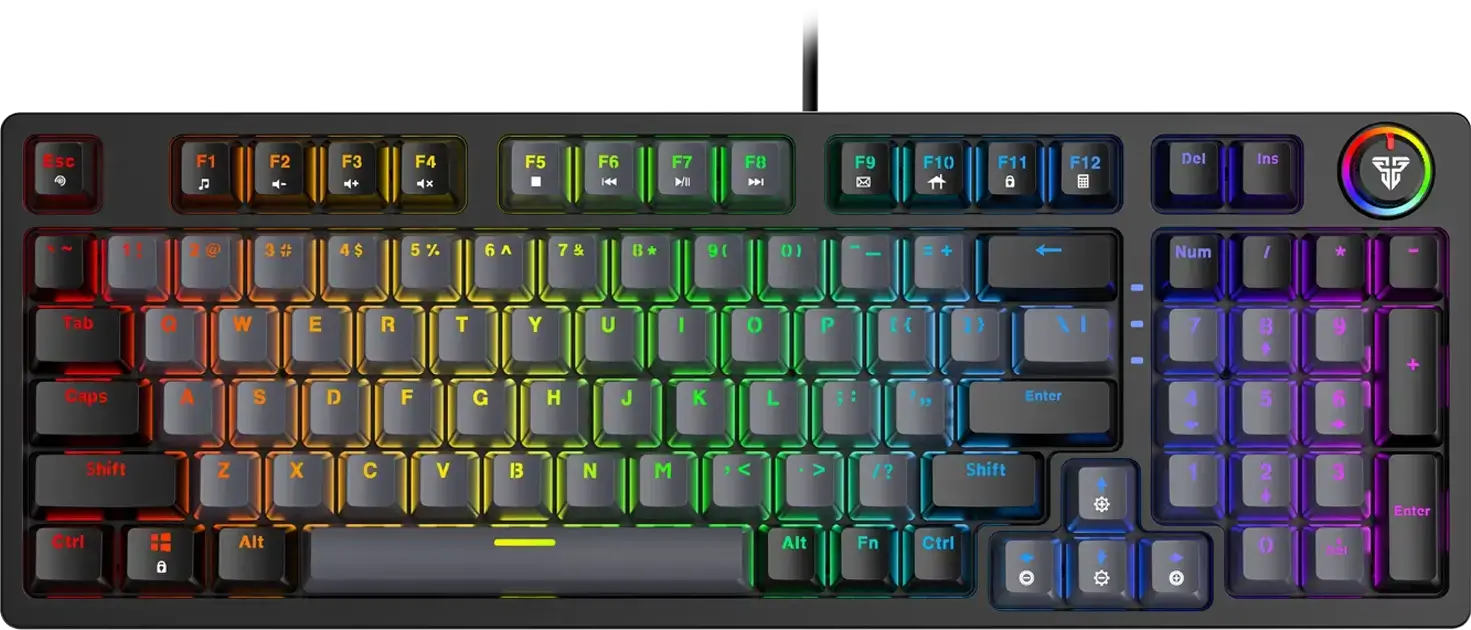 كيبورد جيمنج ميكانيكي ATOM96 MK890 سلكي بإضاءة أر جي بي من فانتيك - رمادي  للبيع في مصر من خلال Games2Egypt
