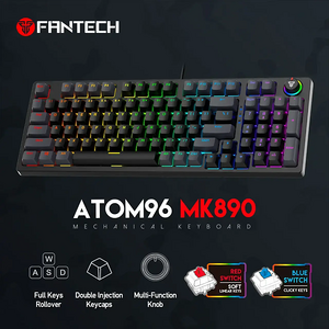 كيبورد جيمنج ميكانيكي ATOM96 MK890 سلكي بإضاءة أر جي بي من فانتيك - رمادي  للبيع في مصر من خلال Games2Egypt