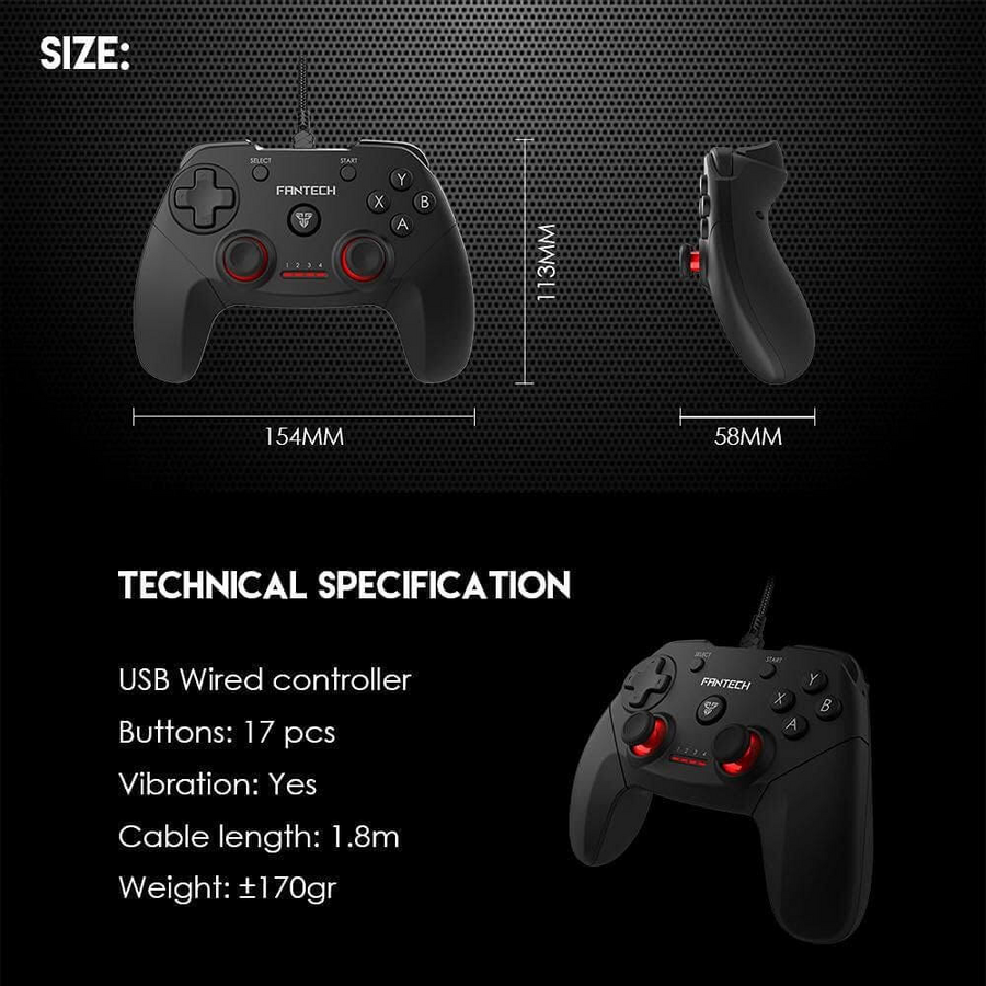 FANTECH Revolver GP12 Wired Gaming Controller - Black – image 3
