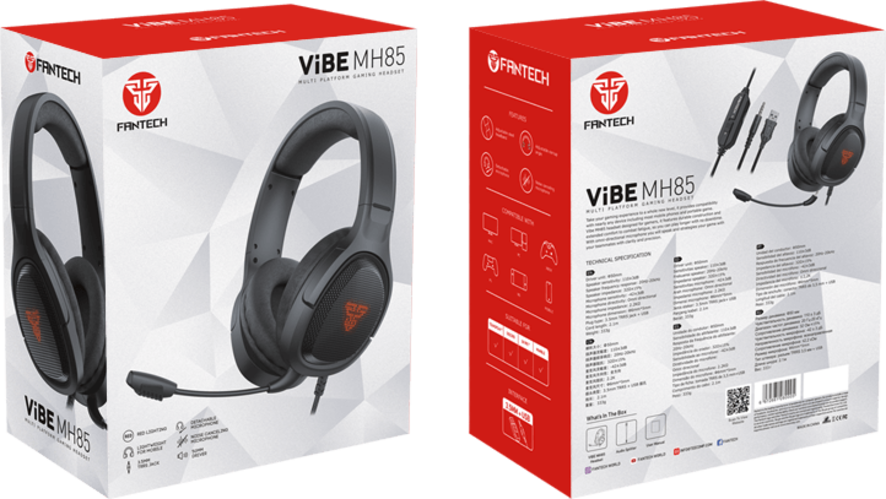 Fantech Vibe Mh85 Wired Gaming Headset - Black