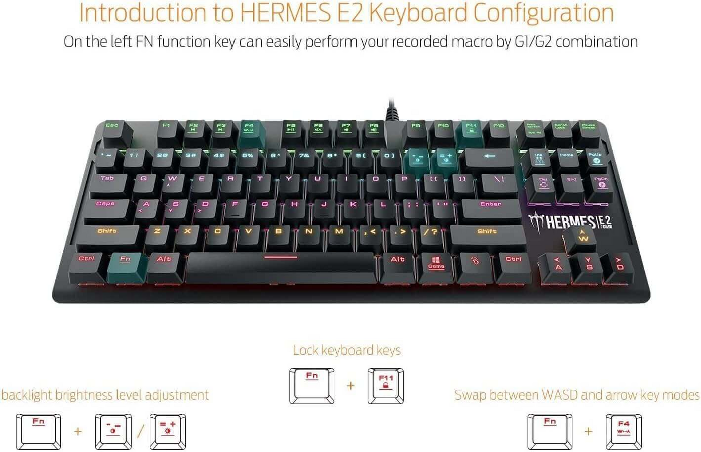 GAMDIAS HERMES E2 Gaming Mechanical Keyboard with Brown Switch – image 6