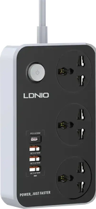 LDNIO SC3412 Power Strip with 4 USB Ports and 3 Power Sockets -  for sale in Egypt from Games2Egypt