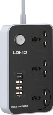 LDNIO SC3412 Power Strip with 4 USB Ports and 3 Power Sockets