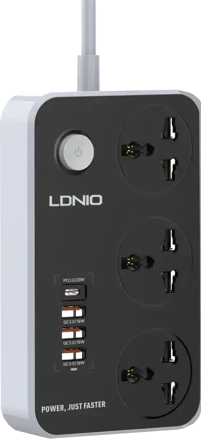 LDNIO SC3412 Power Strip with 4 USB Ports and 3 Power Sockets