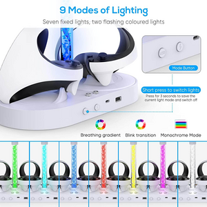 ستاند بوحدة شحن مزدوجة للبلايستيشن في أر 2 بعمود إضاءة أر جي بي  للبيع في مصر من خلال Games2Egypt