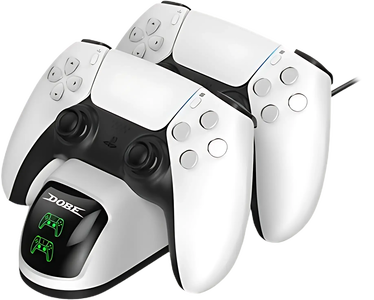 Dobe Dual DualSense Charging Station with 220V for PS5 Controllers - White -  for sale in Egypt from Games2Egypt