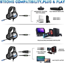 Onikuma Wired K5 Pro Gaming Headset - Blue