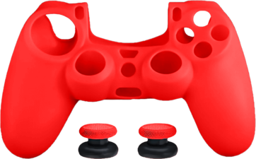 Dobe Silicone Cover Case for PS4 DualShock Controller with Analog Grips - Red (95213)