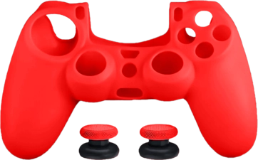 Dobe Silicone Cover Case for PS4 DualShock Controller with Analog Grips - Red (95213)