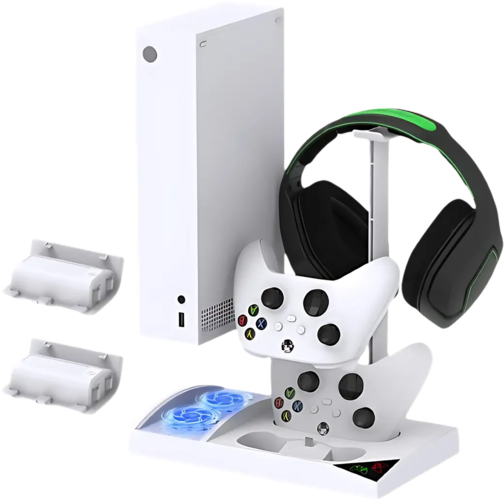 Vertical Cooling Stand with Charging Station for Xbox Series S Console