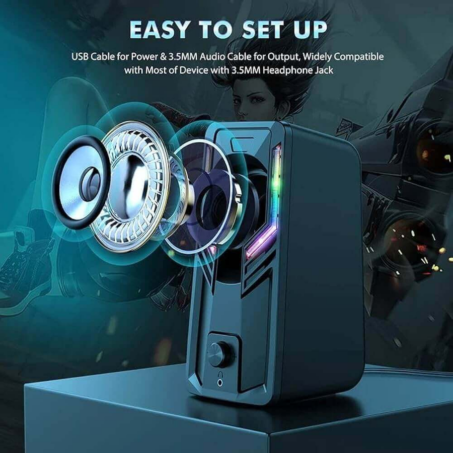 ONIKUMA G6 Wired RGB Gaming Speakers - Black – image 4