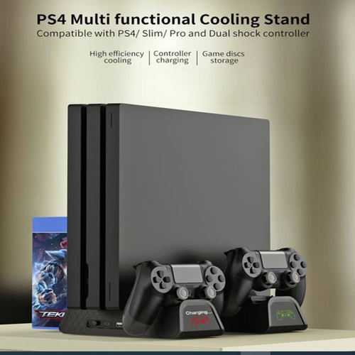 Dobe Cooling Stand with Charging Station for PS4 Console - Black