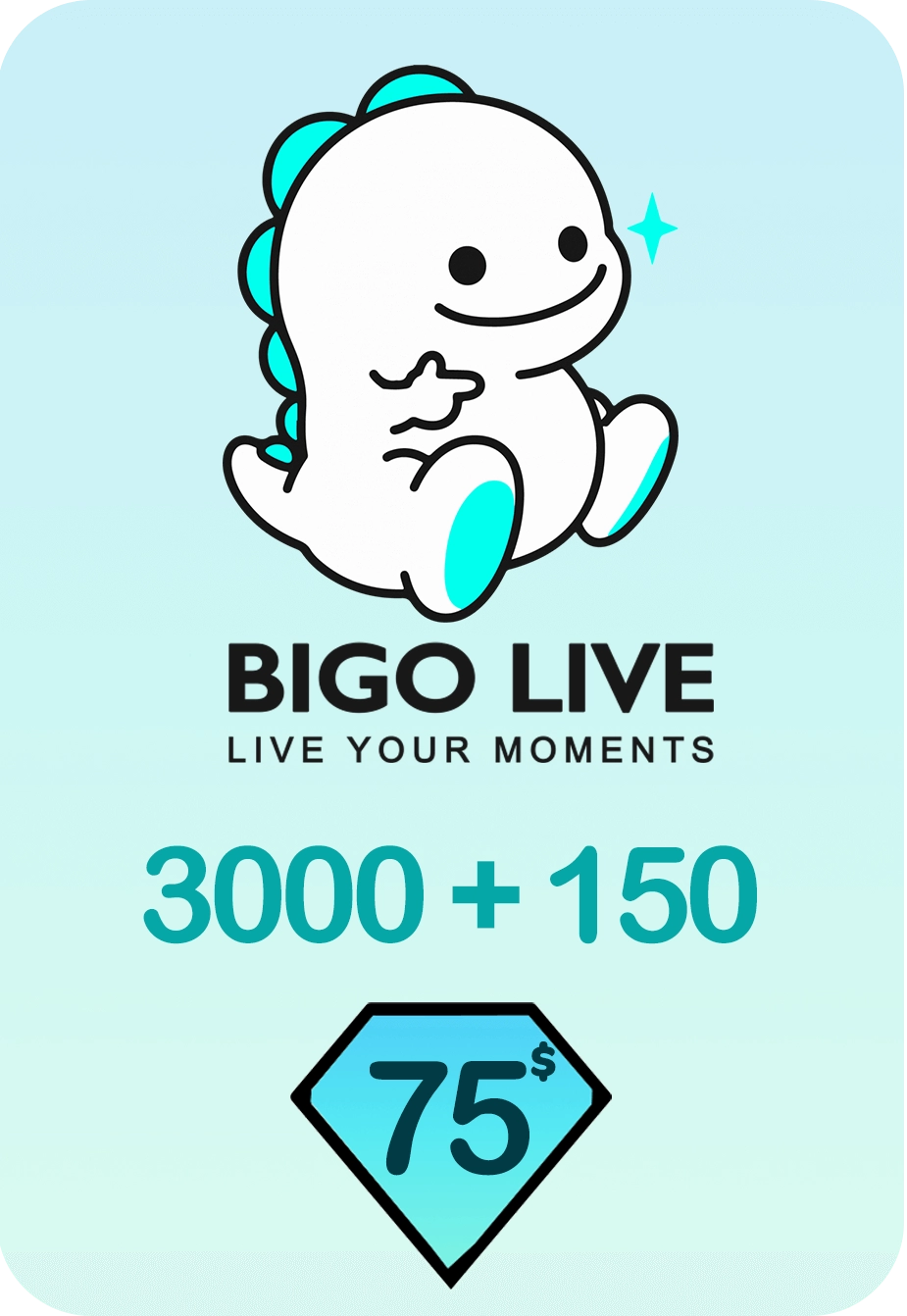Bigo Live 3000 + 150 Bonus Diamonds 75 USD Gift Card - Global  for sale in Egypt from Games2Egypt