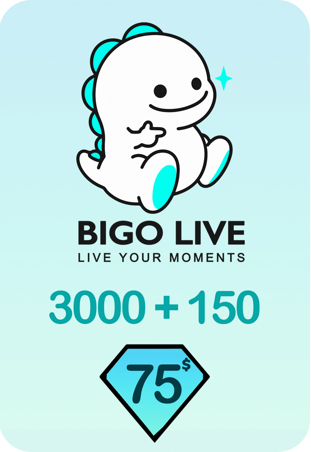 Bigo Live 3000 + 150 Bonus Diamonds 75 USD Gift Card - Global