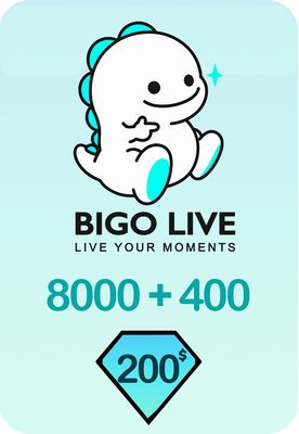 Bigo Live 8000 + 400 Bonus Diamonds 200 USD Gift Card - Global