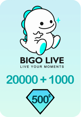 Bigo Live 20000 + 1000 Bonus Diamonds 500 USD Gift Card - Global