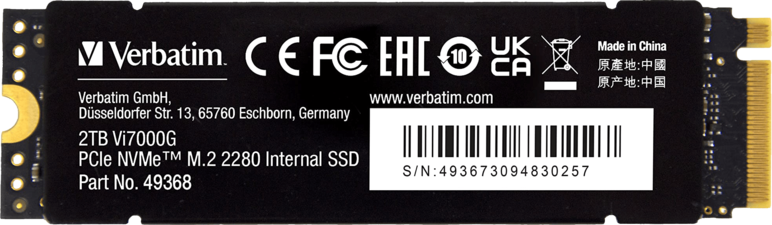 Verbatim Vi7000G Internal PCIe NVMe M.2 SSD with Heatsink for PS5 - 2TB