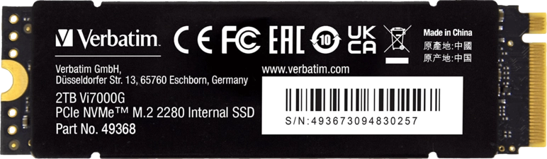 Verbatim Vi7000G Internal PCIe NVMe M.2 SSD with Heatsink for PS5 - 2TB