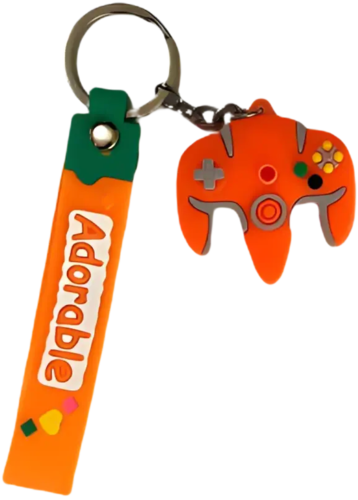 ميدالية سلسلة مفاتيح على شكل كنترولر N64 نينتندو سويتش - برتقالي