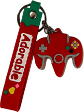 ميدالية سلسلة مفاتيح على شكل كنترولر N64 نينتندو سويتش - أحمر