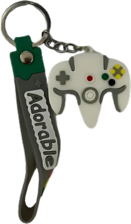 ميدالية سلسلة مفاتيح على شكل كنترولر N64 نينتندو سويتش - أبيض
