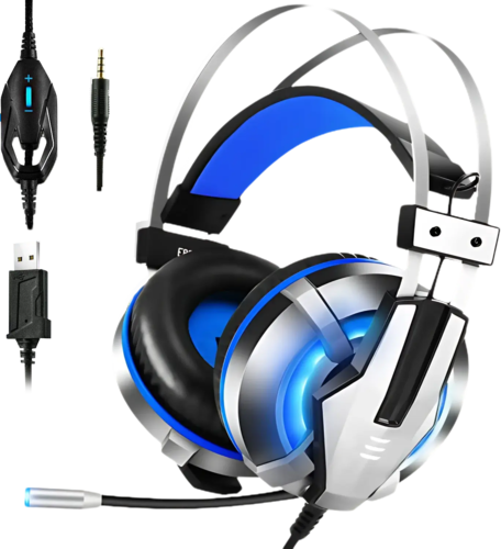 EKSA E800 Wired Gaming Headset - Blue and Silver