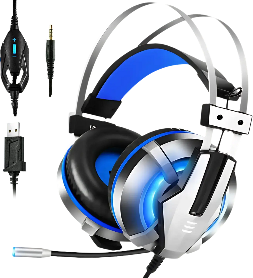 EKSA E800 Wired Gaming Headset - Blue and Silver