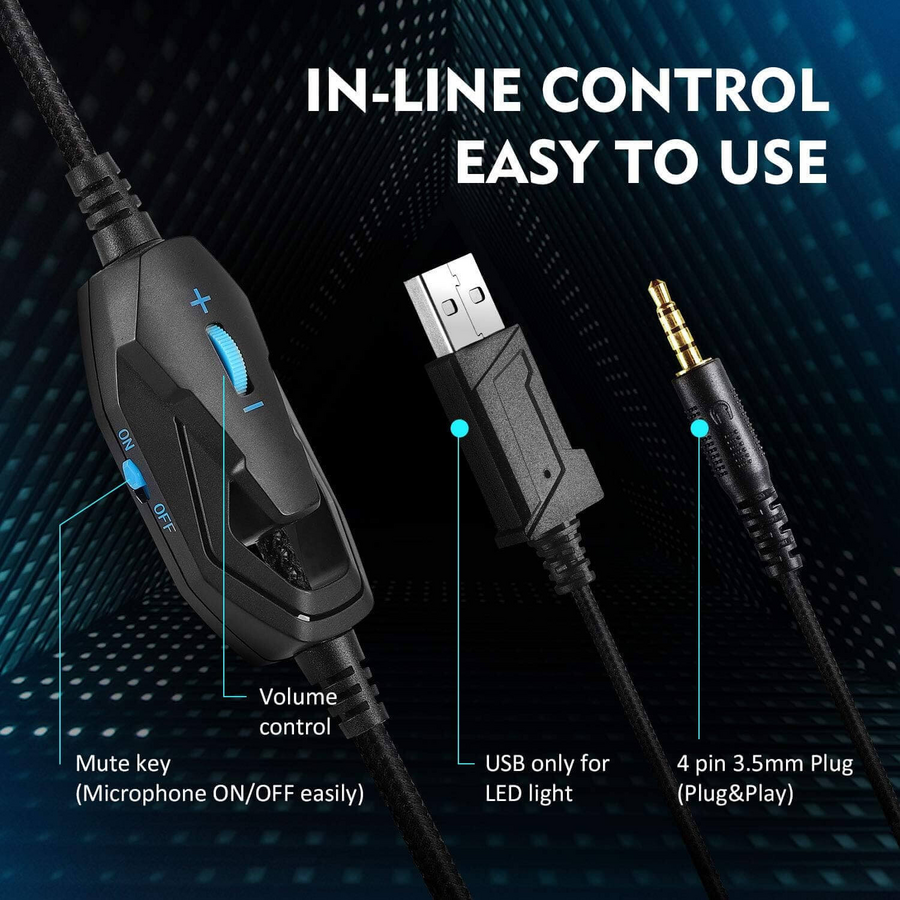 EKSA E800 Wired Gaming Headset - Blue and Silver – image 4