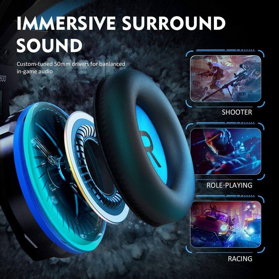 EKSA E800 Wired Gaming Headset - Blue and Silver – image 5