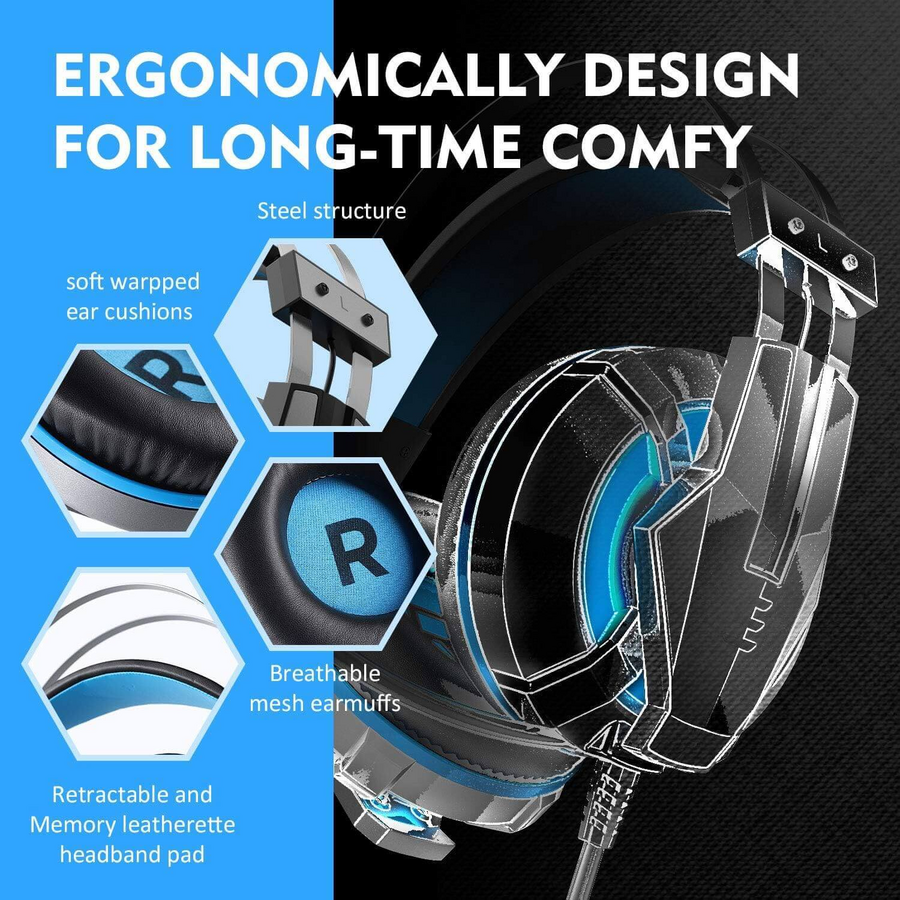 EKSA E800 Wired Gaming Headset - Blue and Silver – image 6