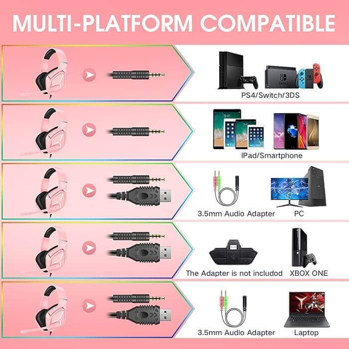 Onikuma X9 RGB Wired Gaming Headset - Pink – image 5