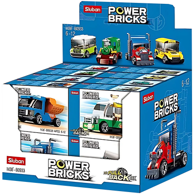 Sluban M38-B0933 Power Bricks- Pull Back Car Building Blocks (Assorted 1 Pack)