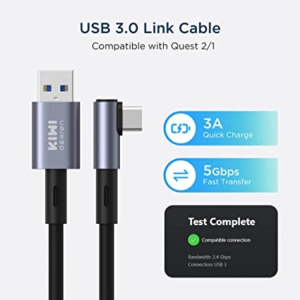 KIWI Design Link Cable USB A to Type C for Oculus Quest 2 VR Headset 